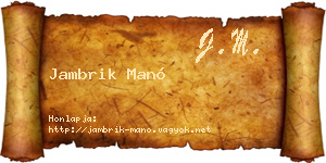 Jambrik Manó névjegykártya